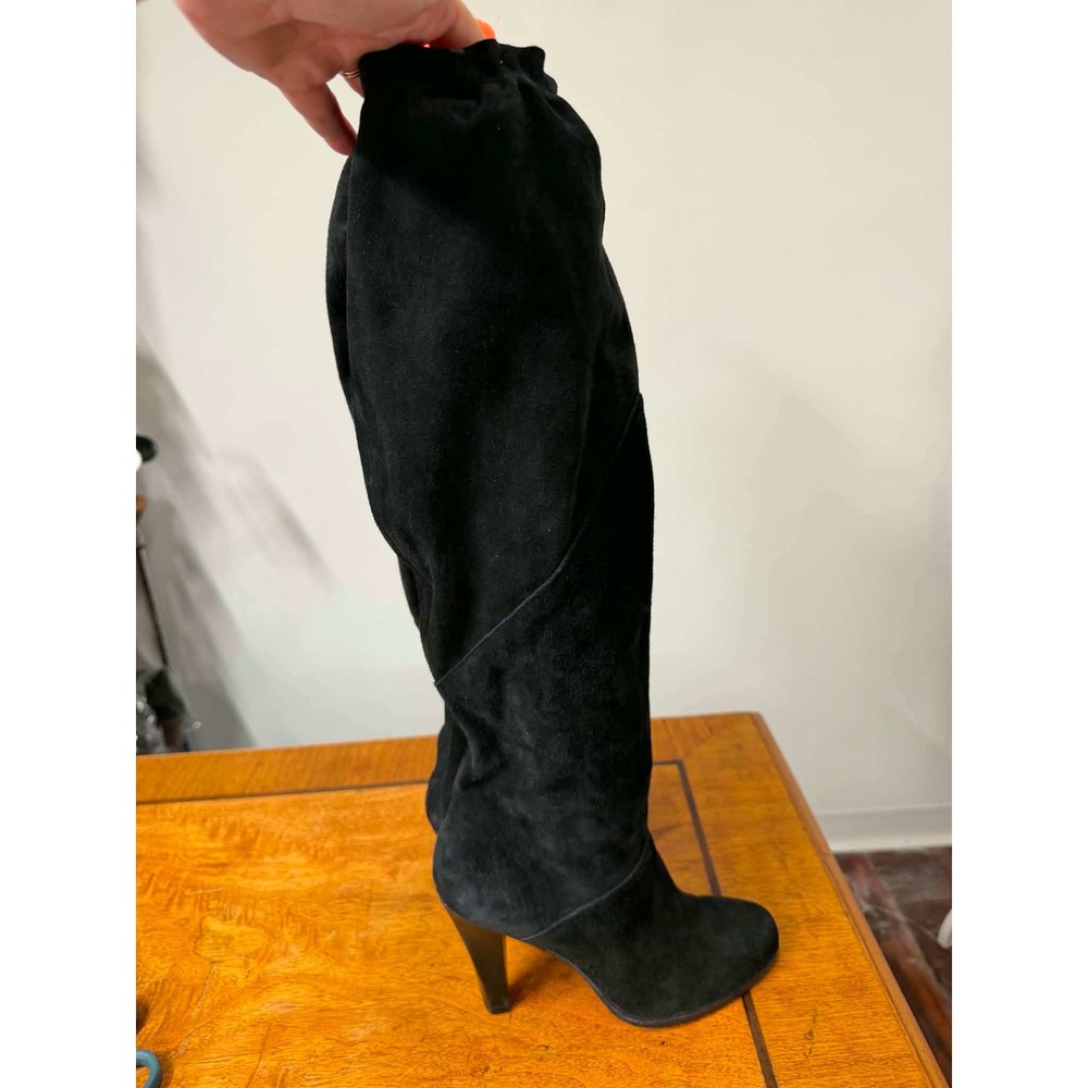 New Vintage Michael Kors Women's 5.5M Olivia Black Suede Knee Tall Boots Heels